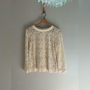 Banana Republic Whimsigoth Ethereal Sheer Lace Top Blouse Size Medium
